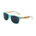 Retro Bamboo Arms Sunglasses - Turquoise Front